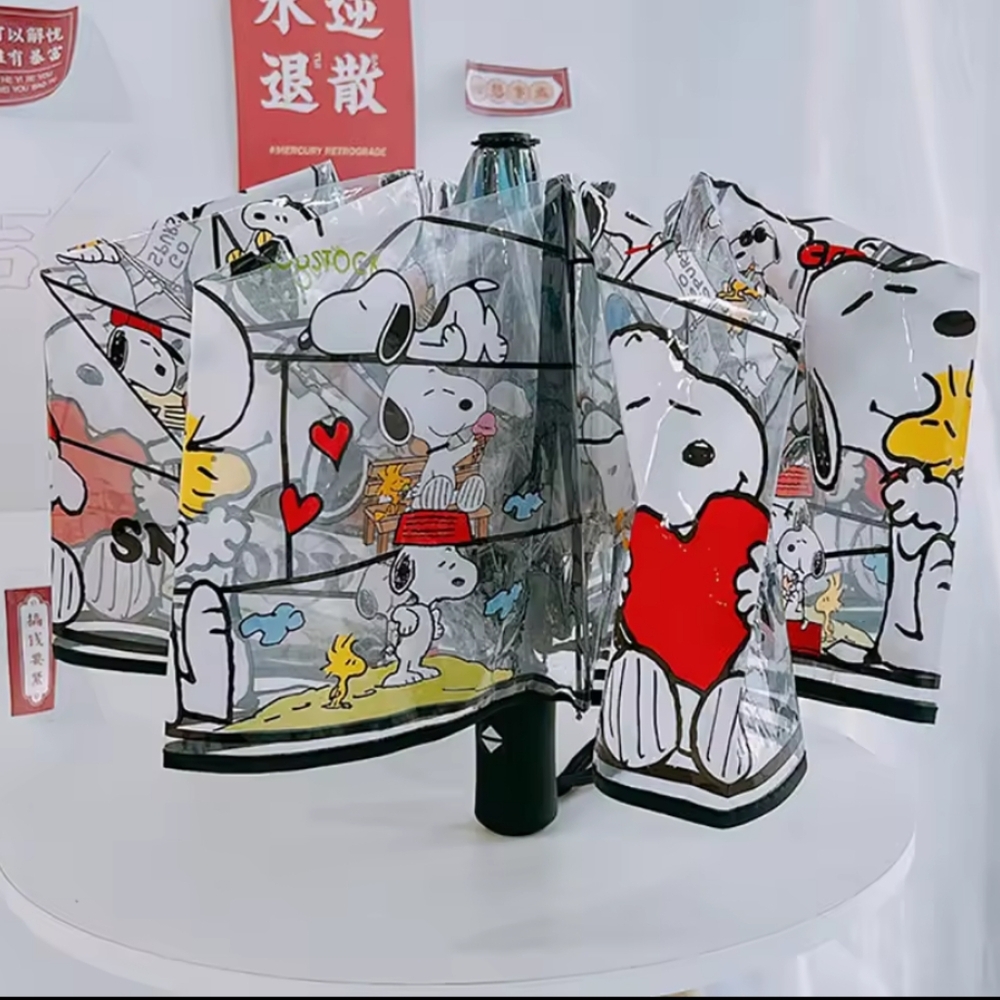 Snoopy Clear Umbrella with Cute Fun Adorable Unique Multicolored Cartoon Print - Picture 4 of 6